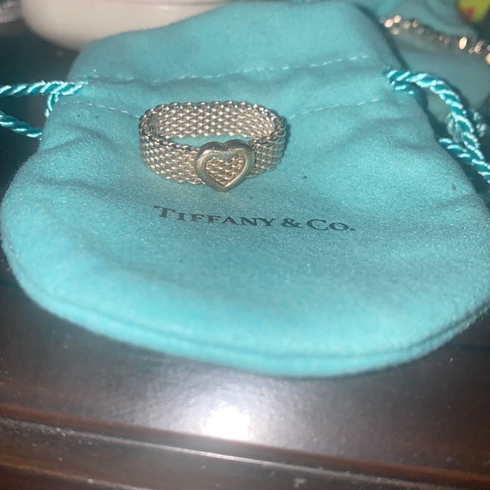 Authentic Discontinued Tiffany and Co Mesh Heart Ring